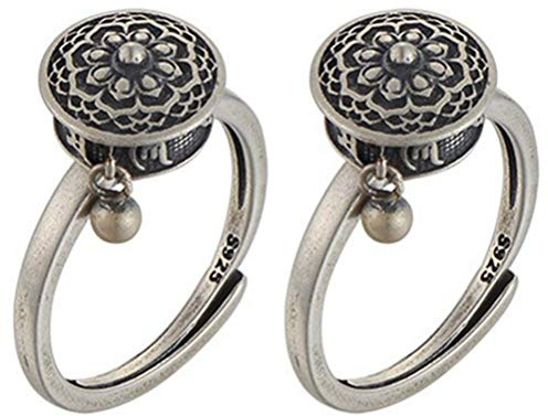 Asotagi 2 rotierende tibetische buddhistische Ringe mit OM Gebetsrad aus Messing Lotus Mantra Glücksring, 23*11mm,