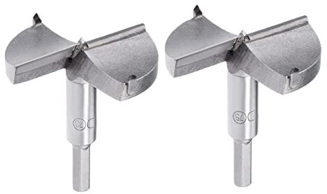sourcing map Forstner Drill Bits Set 70mm Dia. & 75mm Dia. Tungsten Carbide Wood Hole Saw Auger Opener, Woodworking Hinge Hole Drilling Boring Bit Cutter