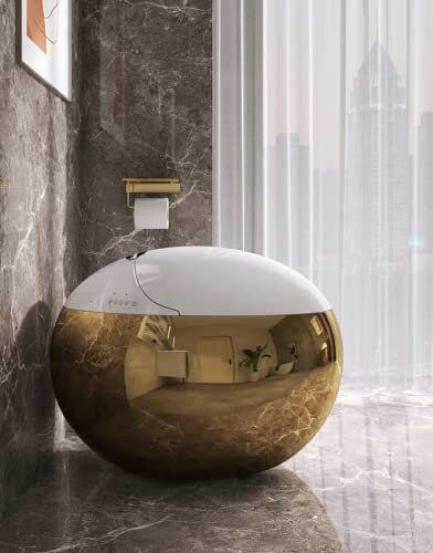 Smart WC intelligent doré et blanc avec commande vocale