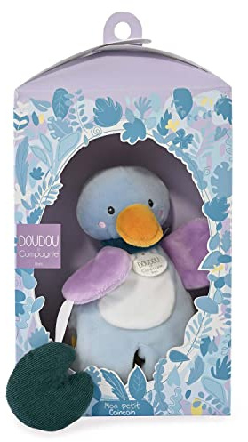 Doudou et Compagnie - La Colline aux Vois – My Petit Coin – Kuscheltier Ente – Blau – 27 cm – Geschenk zur Geburt – schöne Nistkasten – DC4051
