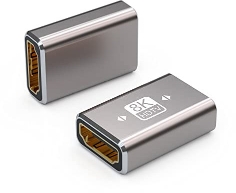 VMOJO HDMI-Kupplung 8K, HDMI 2.1 Buchse auf Buchse Stecker HDMI Verlängerungsadapter, unterstützt 8K @ 60Hz,4K @ 120Hz 120UHD, 7680 * 4320 Auflösung, 3D, HDR, ARC für Laptop, PC, Roku TV, 2 Pack