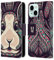 Head Case Designs Conejito Caras Animales Aztecas 2 Carcasa de Cuero Tipo Libro Compatible con Apple iPhone 13 Mini
