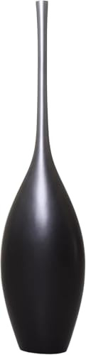 VIVANNO Bodenvase Standvase f. Deko-Zweige Fiberglas Silber Schwarz Chantal 120