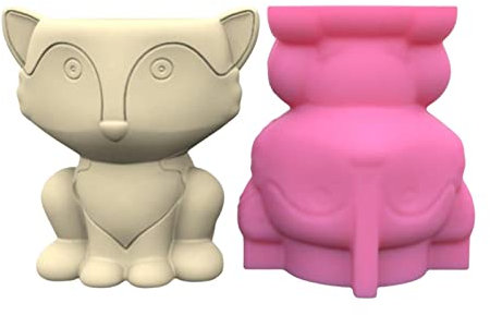 Epoxidharz Formen Silikonform Zement Blumentopf Silikonformen süße Tiere Fuchs Beton Gieß Form Sukkulenten Pflanze Silikonformen