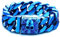 COOLSTEELANDBEYOND Herren Großes Blau Edelstahl Panzerkette Armband mit Fleur de Lis und Schädel, Biker Gotik, Poliert