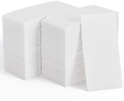 JOLLY CHEF 400 Pack Disposable Paper Napkins, Soft Bathroom Napkins Guest Disposable, 2-Ply White Paper Hand Towels for Halloween, Wedding, Thanksgiving