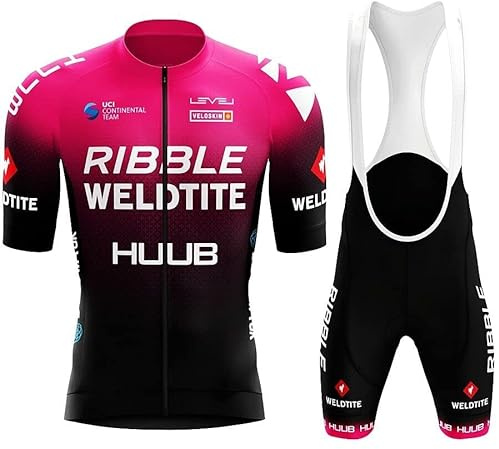 louizumify Maillots de Ciclismo de Manga Corta para Hombre Conjunto de Ropa de Verano, Culottes de Ciclismo con Acolchado de Gel 3D