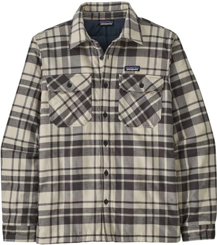 Patagonia Men's M's Insulated Organic Cotton Mw Fjord Flannel Shirt Short Sleeve T-Shirt, Ice Caps: Smolder Blue,