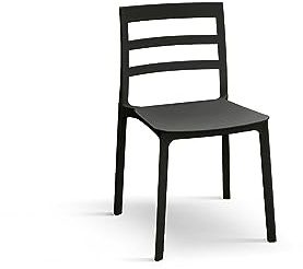 PAZZO Design Stuhl Luca, 4er Set, Schwarz, Polypropylenstühle, Küchenstühle, Esszimmerstühle, Gartenstühle, stapelbar - id_1964