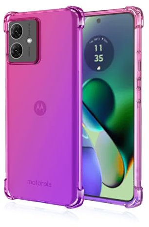 HONLEN Funda para Motorola Moto g54 / Motorola Moto g54 Power Carcasa, (6.5 Inches) Gradiente Transparente TPU Silicona Case, Protección de Esquina Mejorada Cover Rosado Morado