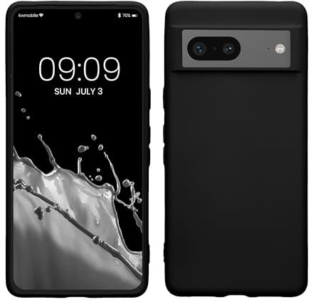 kwmobile Hülle kompatibel mit Google Pixel 7 Hülle - gummierte TPU Silikon Handyhülle - Schutzhülle für kabelloses Laden - Case in Schwarz