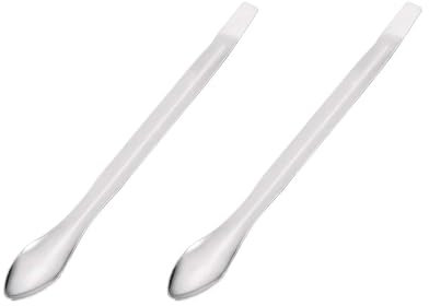 Recogwood 2Pcs Micro Lab Sampling Reagent Spoon, 105mm 304 Stainless Steel 2 in 1 Double Head Laboratory Mixing Spatula for Powders Gel Cap Filler