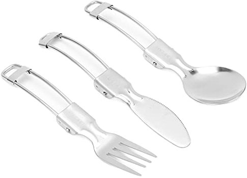 Juego de cubiertos plegable, vajilla de acero inoxidable portátil para uso en exteriores