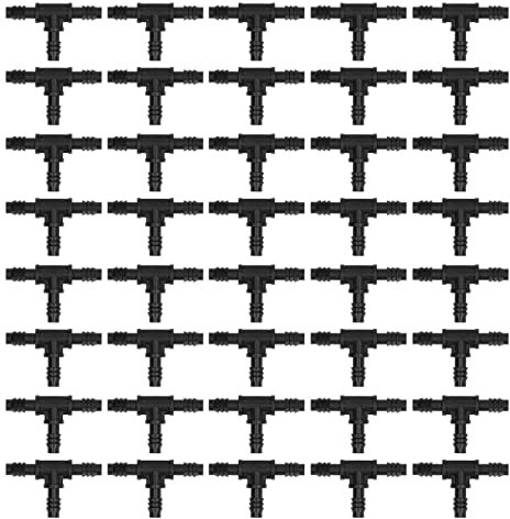 40 Pezzi 8/12mm Spinato Tee Connettori, Raccordi per Irrigazione a T per Tubi da 8/12mm per Sistema di Irrigazione a Goccia da Giardino