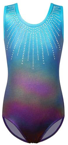 ZNYUNE Balletttrikot für Mädchen, buntes Schneeflocken-Element, Kinder, Gymnastik, Sportbekleidung, Turnanzug, 3–12 Jahre, Aqua A, 15-16 Jahre
