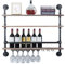 3 Ebenen Weinregal Wand mit Glashalter Flaschenregal Holzregal Industrial Weinständer Wein Shelf Weinglashaltern Wandregal für Küche & Esszimmer (36 Zoll)