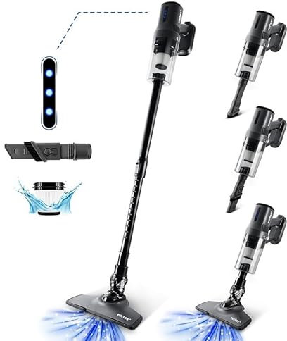 Vortex F11 – Aspirateur Balai Sans Fil 2-en-1 140W, Aspiration 12 kPa, Autonomie 40 Min, Aspirateur à Main, Tube Métal, Filtration HEPA, Brosse Sol 90°, Accessoires Inclus – Gris