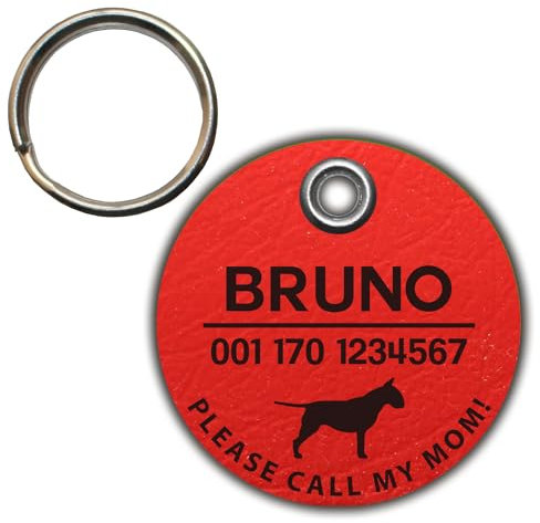 DOG TAG/HUNDEMARKE - aus Biothane - rot - v2 (HUND) - rund - Ø 3,4 cm