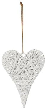 Decpero Weidenherz zum Aufhängen - Hängender Dekohänger - Weiß - 20,5 x 27,5 cm - Feierliche Anlässe und Geschenke