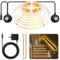 HOUHUI Dual Motion Sensor Light Indoor Under Bed Lights, 5m Motion Activated LED Strip Lights for Bedside, 12V Warm White Under Cabinet Lights Two Motion Sensors LED Strip for Stair Closet Hallway