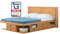 Bett mit Stauraum 160x200 + Platzsparendes Kopfteil + Lattenrost: Set Bali Oak. Doppelbett mit Bettkasten u. Ultra dünnes Kopfteil. Möbel aus Kiefer Massivholz, optimal f. kleine Schlafzimmer