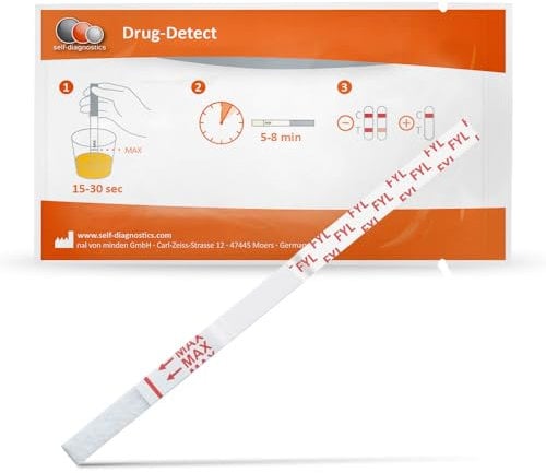 self-diagnostics Drogentest Fentanyl | 5 Urinteststreifen | Drogenschnelltest zum Nachweis von Konsum in Urinproben | Selbsttest mit Cut-off 10 ng/mL