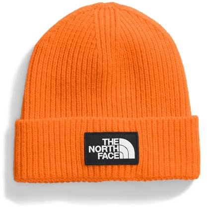 The North Face Damen Box Logo Cuffed Beanie-Mütze, Digital Orange, Einheitsgröße