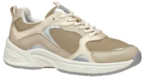 Geox Damen D ZARVIA A Sneaker, Lt Taupe/Papyrus, 37 EU