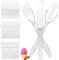 Plastic Cutlery Set, 300 Pcs Heavy Duty Clear Plastic Cutlery Set, Reusable Plastic Dessert Spoons Cutlery Set Sturdy Party Cutlery Set (100 Spoons,100 Forks,100 Knives)