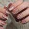 KAVI' S 24pcs French Tip Stick on Nails Cat Eye Press on Nails Nude Gradient Glitter Fake Nails Ballerina Acrylic Butterfly Pattern False Nails Jerry Glue for Women Girls Nail Art