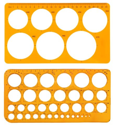 WeddHuis 2 Pezzi Stencil circolare Modello circolare Modello in plastica Stencil da disegno con cerchi Righello circolare per disegnare Misurare Progettare