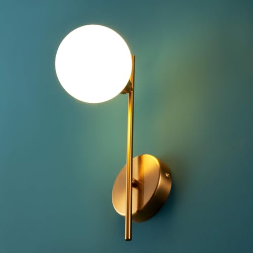 KOSILUM - Applique murale globe en verre blanc look vintage - Neira - Lumière Blanc Chaud Eclairage Salon Chambre Cuisine Couloir - - - G9 - IP20