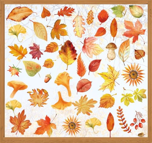 Fensterbilder Herbst Selbstklebend Aquarell, SILARLAIT Fenstersticker Herbst Statisch & Doppelseitige & Wiederverwendbare, Fensteraufkleber Fensterdeko Herbstdeko Fenster
