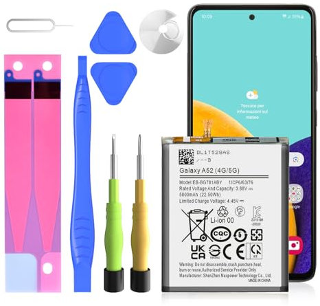 A52 Akku, 5800mAh EB-BG781ABY Ersatzakku für Galaxy A52 (4G / 5G) SM-A526 SM-A526B/DS SM-A5260&Galaxy S20 FE SM-G780 & S20 FE 5G SM-G781 mit Reparatur Toolkit