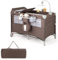 COSTWAY 5 in 1 Travel Cot, Folding Baby Playard with Bassinet, Mattress, Music Box, Hanging Toys, Storage Rack and Carry Bag, Lightweight Crib Suitable from Birth to 15kg (Brown)
