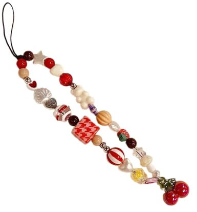 zuousxbs Niedlicher Telefonanhänger mit Perlen in Bärenform, handgefertigt, Schlüsselanhänger, Accessoire, einzigartiger Telefon-Schlüsselbund, zierliche Dekorationen für die Telefonkamera