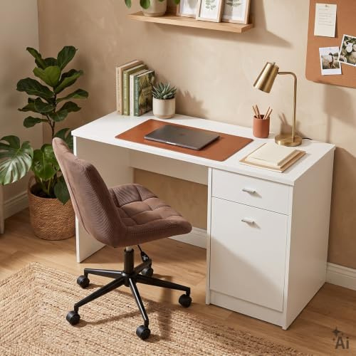 IDIMEX Schreibtisch Selina mit 1 Schublade & 1 Tür weiß - Moderner Holz-Schreibtisch mit viel Stauraum für Home-Office und Arbeiten