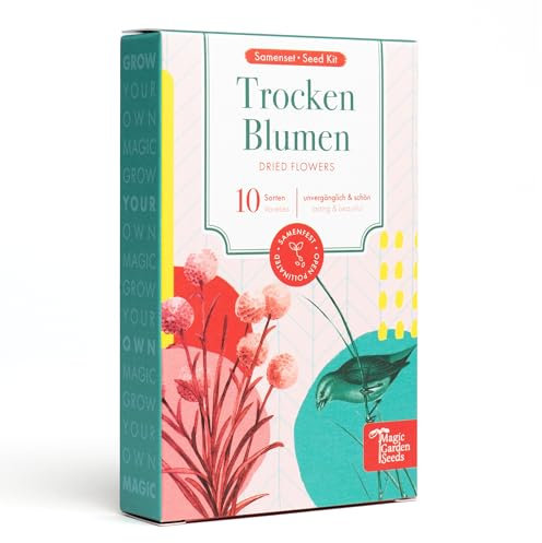 Trockenblumen - 10 samenfeste Blumensorten - unvergänglich & schön - Einsteiger-Saatgutset als kleines Geschenk oder für den Eigenbedarf
