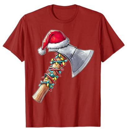 Axe Throwing Axe Thrower Christmas Hat Xmas T-Shirt