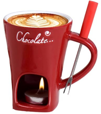 Tasse À Fondue Au Chocolat - 200 ML Mug Fondue Chocolat | Appareil A Fondue Chocolat Bougie | Mug Fondue Chocolat avec Fourchettes | Céramique Tasse À Fondue | Tasses À Fondue pour Chocolat Chauffer