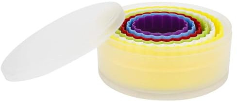 6 Pcs Round Cookie Cutters, Plastic Double Sided Plain/Crinkle Biscuit Cutter Set, Round Pastry Cutters Kitchen Gadgets Baking Tools Accessories Random Color