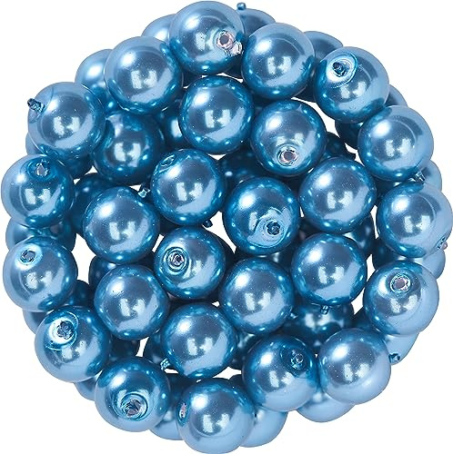 PRACHT Glaswachsperlen 6 mm 55 Stk Glasperlen Schmuck Basteln Hellblau