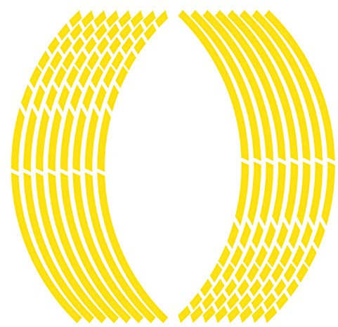 LATRAT 16 Pezzi Adesivi Ruota Auto Adesivi per Ruote Con Pellicola di Trasferimento Discreto e Design Facile Posa Giallo Riflettente