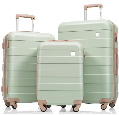 Merax 3 Teiliges Hartgehäuse Kofferset inklusive Handgepäck Sets mit 4 Rollen