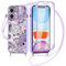 Yirlbey 360 Degré Coque pour iPhone 11 6,1 avec Cordon, Aesthetic Collage Motif Housse Transparente Silicone Fille Etui avec Corde Lanyard Réglable Antichoc Case avec Protecteur d'écran, Violet