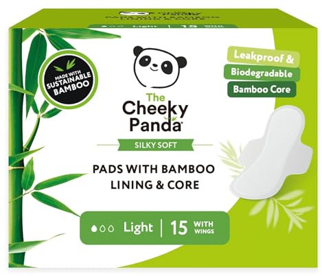 The Cheeky Panda Damenbinden aus Bambus mit Flügeln – Normal – 15 Binden – Superabsorbierend und Plastikfrei!