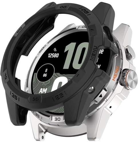FTRONGRT Funda Compatible con Ticwatch Atlas, TPU Suave, Anti-Rasguños, Mirar Estuche Protector Compatible con Ticwatch Atlas. Negro