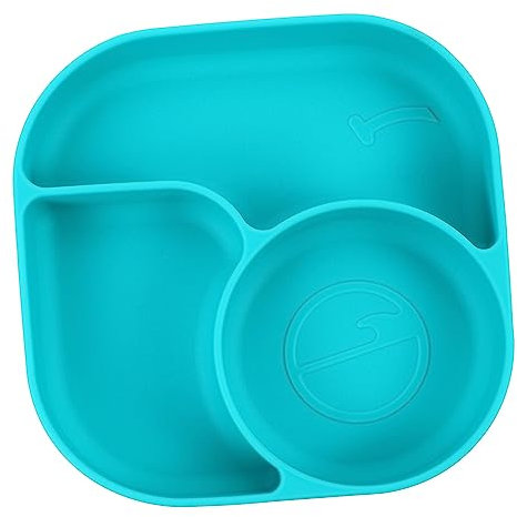 Zerodeko Silikon Saugnapf Kinderteller Rutschfester Essteller mit Fächern Bpa Frei Waschbar und Wiederverwendbar für Kleinkinder und Babyernährung
