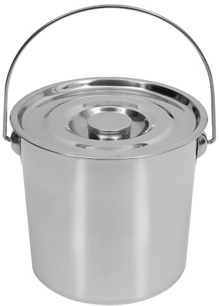 Extra Thick 12L Stainless Steel Barrel Bucket Food Water storage with Lid Milk Can Milk Transport Storage Wine Pail Liquid Storage Champagne Cooler Stainless Steel Pail Kitchen Bucket Cancooker
