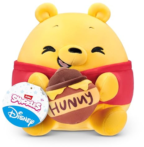 Snackles Disney 8-Inch Plush Toy (Winnie the Pooh &Honey) by ZURU – Ultra-Soft Stuffed Animal with Snack Accessory, Collectible Cuddly Plush for Kids, Tweens,